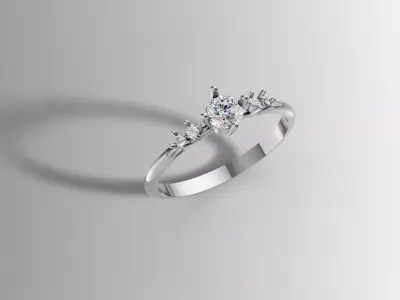 Solitaire Ring brilliant Cut Diamond Fine Jewelry CAD Model 3D print model