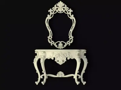 dressing table with mirror set 3D model