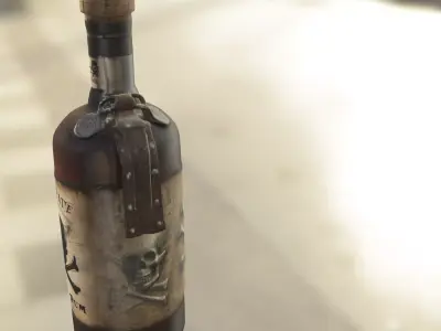 Pirate Rum Bottle Low-poly 3D model