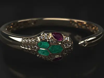 Serpenty Malachite bangle  bracelet 3D print model