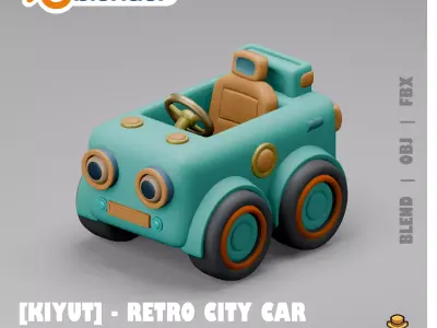 KIYUT SERIES - Retro City Car - Stylized 3D Model Vehicle Low-poly 3D model