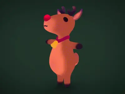 Cute christmas reindeer Low-poly 3D model