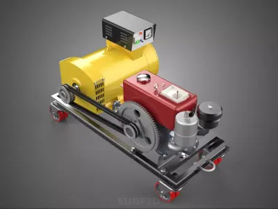 INDUSTRIAL GENSET POWER GENERATOR SYSTEM COMBUSTION ENGINE DRIVE 3D model