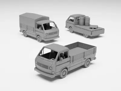 VW T3 Doka- H0 scale van model kit 3D print model