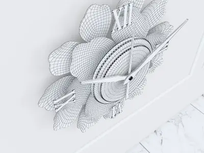 Decorative Metal Clock plants with gold  m8 3D model