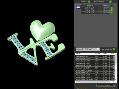 light weight yellow gold  diamond pendent -DOC-P8218 3D print model