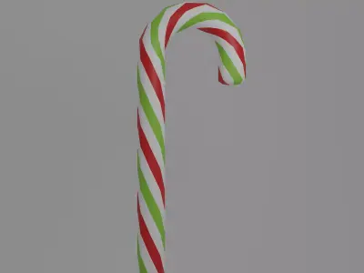 Stick candy red-green-white Low-poly 3D model