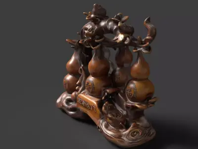 Chinese wooden gourd  Low-poly 3D model