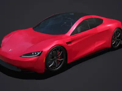 Tesla Roadster 2020 with Interior Low-poly 3D model