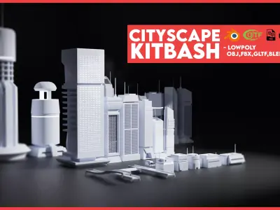 Lowpoly SciFi Kitbash set Low-poly 3D model