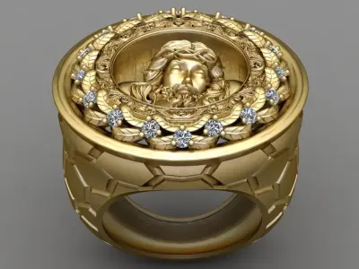 Jesus Diamond Ring 3d Print Model  3D print model