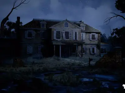 Horror Mansion Environment Low-poly 3D model