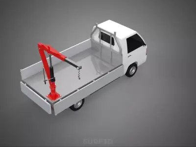 FOLDABLE MANUAL HYDRAULIC LIFTER JIB CRANE DROPSIDE PICKUP TRUCK 3D model