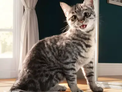 Grey Cat Animated  VFX Grace 3D model