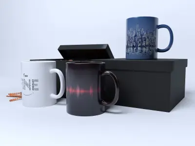 Cup in crepe clipping paper in box 3D model