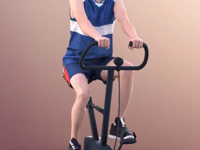 Andy 11139 - Man Training On Bike In Gym Cycle Low-poly 3D model