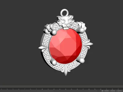 Diamond Guard Lion pendant jewelry gold necklace medallion 3D print model