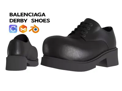 Balenciaga Derby leather shoes Clo3d 3D model
