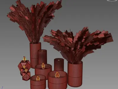 set745 candles in vases Low-poly 3D model