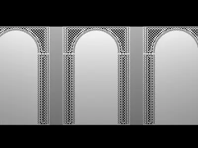 Decorative Iron Arch Wall  Jali  Panel   3D model