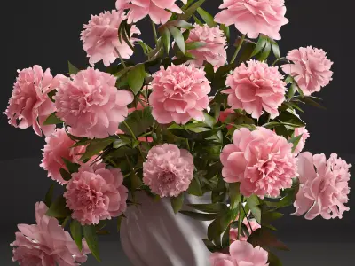 Bouquet pink Peonies  peony 3D model
