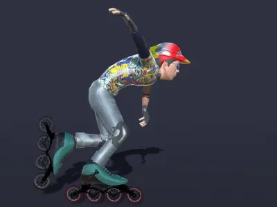 Roller skates Actions 3D model