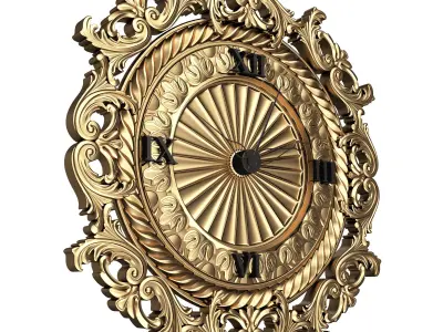 Classic Wall Clock 019 Gold Low-poly 3D model