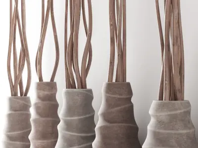 Vase concrete branch decor n6  3D model