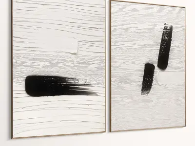 Plaster Two Photo Frame 505 Low-poly 3D model