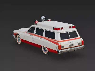 Classic Retro American Ambulance 3D Model Low-poly 3D model