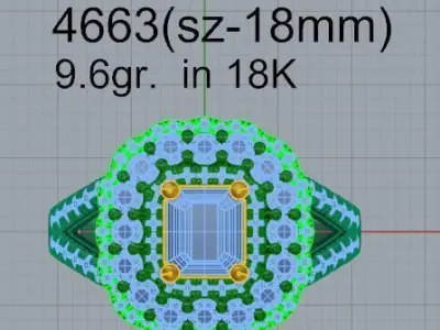 Emerald Halo Split Shank Ring 4663 3D print model