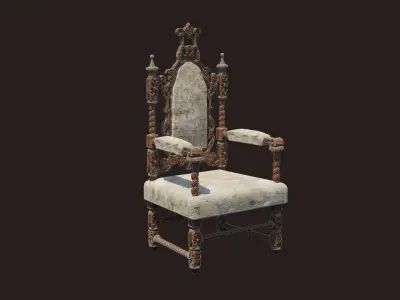 Renaissance Style HighBacked Chair model 3 Low-poly 3D model
