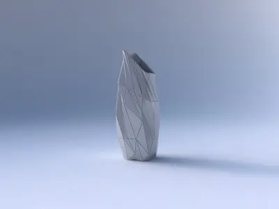 Vase bent rectangle with twisted random triangle plates 3D print model