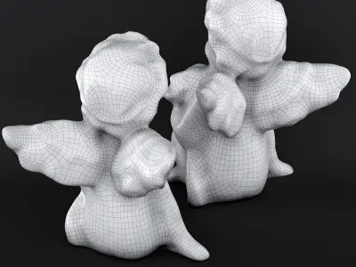 Sculpture Angel with a rose 3D model