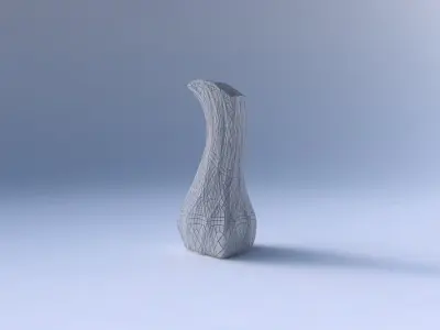Vase puffy bent triangle with dense mosaic plates 3D print model purchase