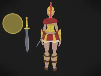 Colorly - Spartan Girl - Game Ready - Rigged - Customizable Low-poly 3D model