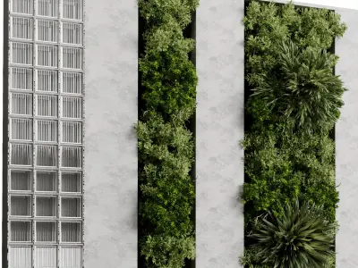 Vertical Garden - Green Wall in a concrete dirty 95 3D model