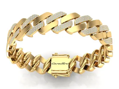 Cuban Link Bracelet With Stones 3D print model