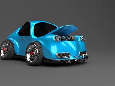 3D Blue VW cars project modelling  Low-poly 3D model