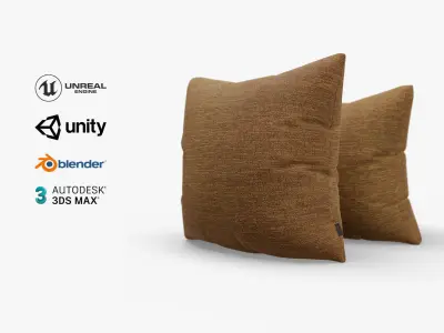 Cushion Brown Denim Low-poly 3D model