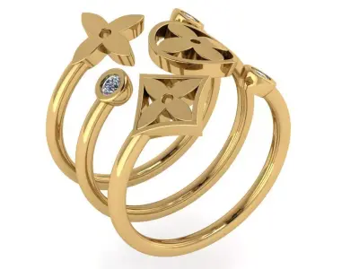 flower star ring luv style  3D print model