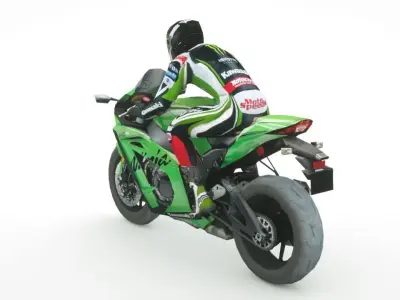 Kawasaki Ninja zx-10rr Low-poly 3D model