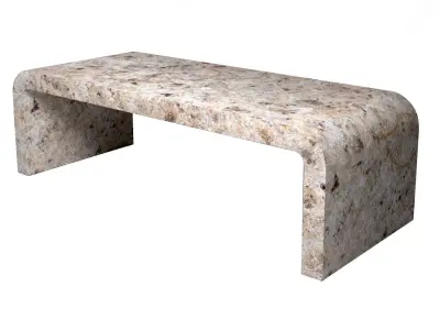 Curved Natural Rough Surface Marble Coffee Table Free 3D model