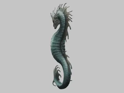 Mythical Staure DRagon Snake Figure Statue Creature Low-poly 3D model