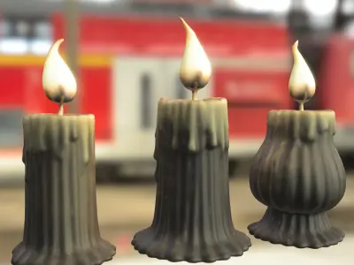 Haunted Halloween Candles Low-poly 3D model