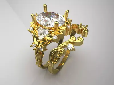 STL 3DM bride wedding ring model wr0108 3D print model