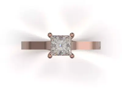 Prince Solitaire STL 3D Ring with Linear Stirrup model sr0114 3D print model