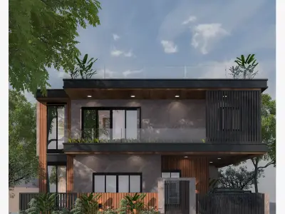 House Elevation Architecture Low-poly 3D model