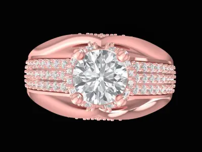 Luxury Halo Diamond Engagement Ring for Women  2693 3D print model