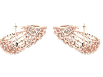White gold diamond earring-EZ E - 1003 3D print model